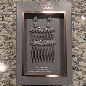 Elegant Silver Cubic Zirconia Earrings And Hair Accessories